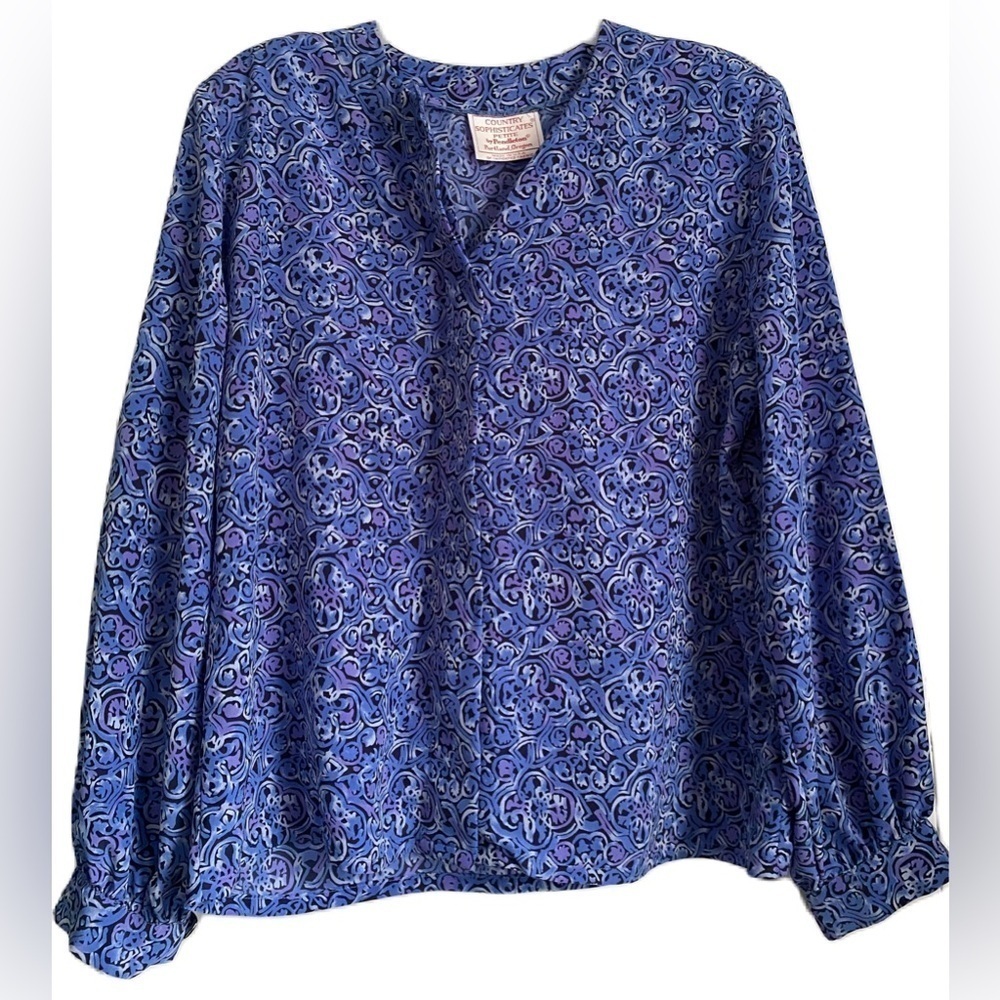 Country Sophisticated by Pendleton Long Sleeves Dress V-Neck Blouse Size 16P